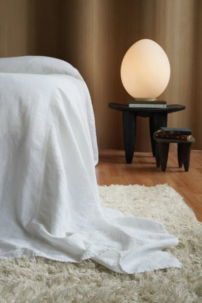 Luxury White Linen Bed Cover: Heavyweight European Flax, 350GSM