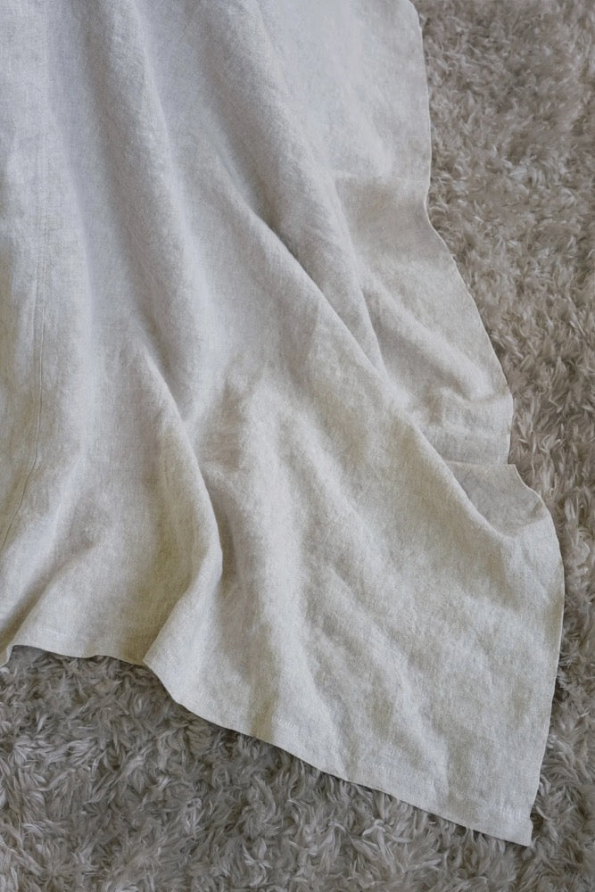 Luxury Heavy Linen Bed Cover: 350gsm European Flax, Natural Finish