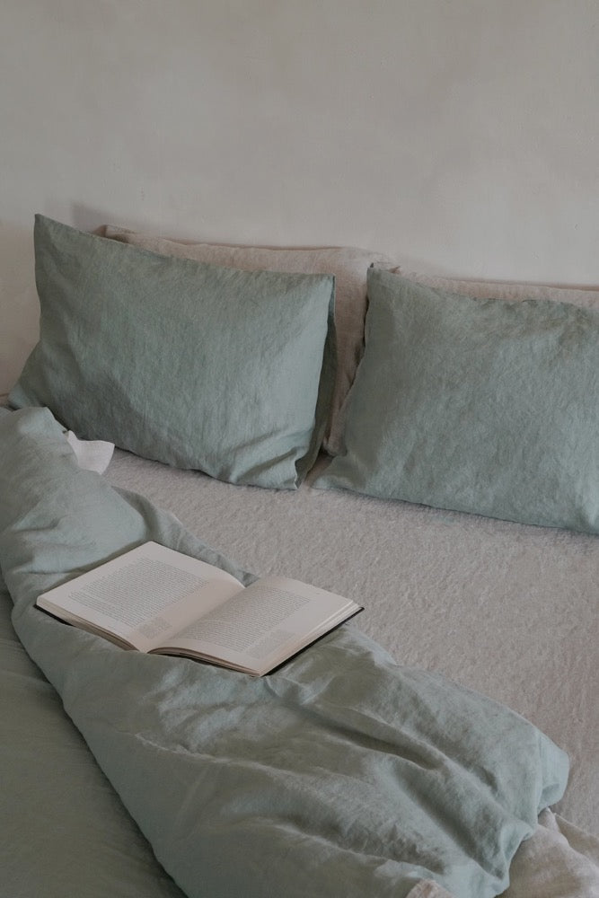 Sage Linen Duvet Cover Set: European Flax Bedding, 180 GSM
