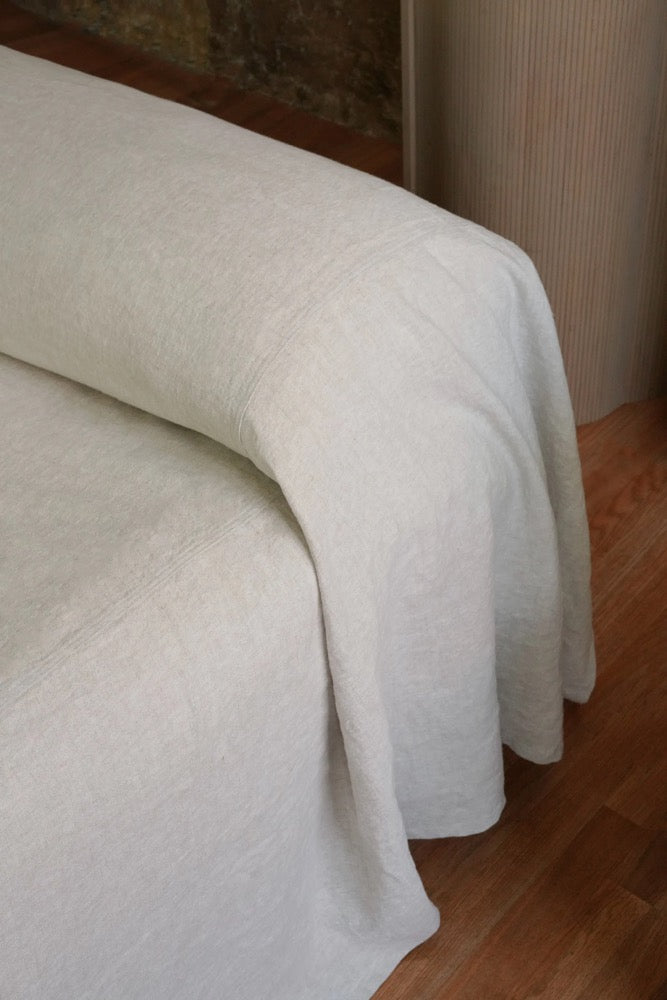Luxury Heavy Linen Bed Cover: 350gsm European Flax, Natural Finish