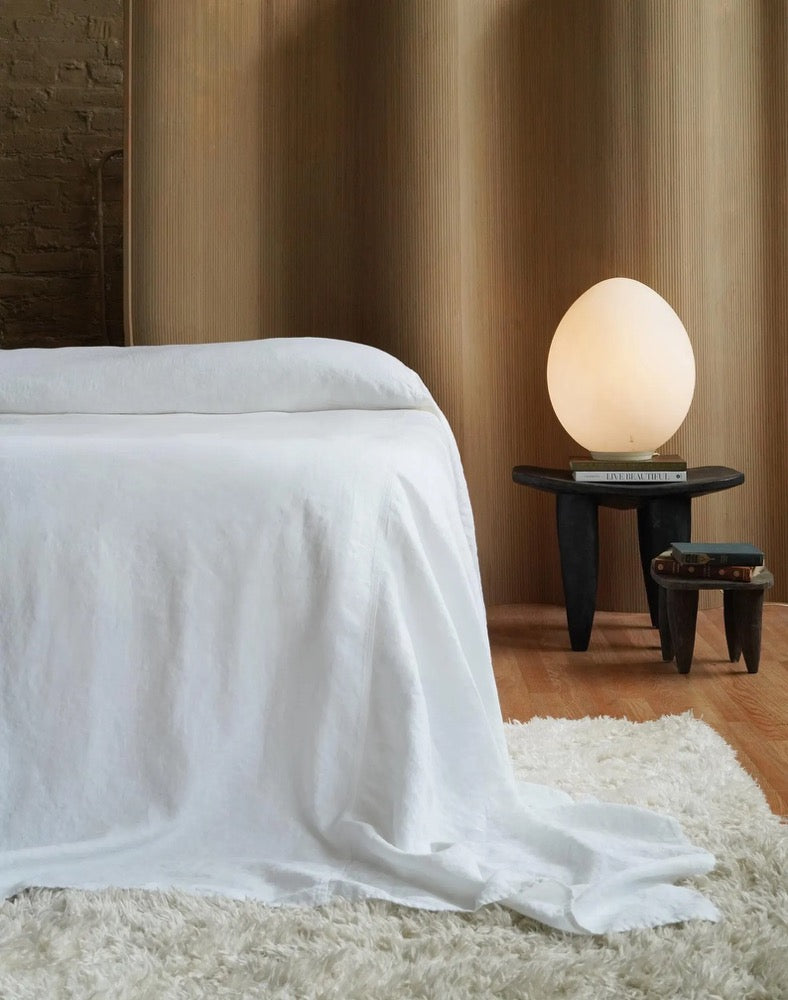 Luxury White Linen Bed Cover: Heavyweight European Flax, 350GSM