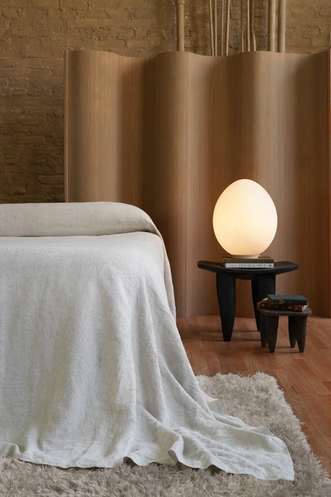 Luxury Heavy Linen Bed Cover: 350gsm European Flax, Natural Finish