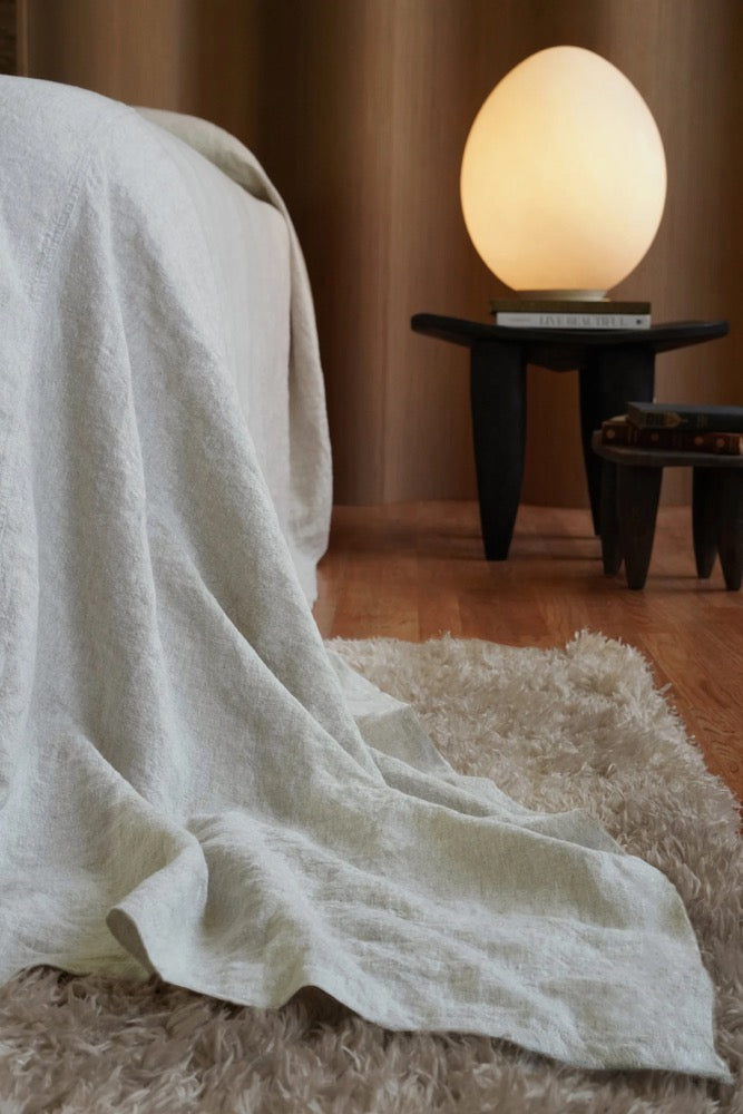 Luxury Heavy Linen Bed Cover: 350gsm European Flax, Natural Finish