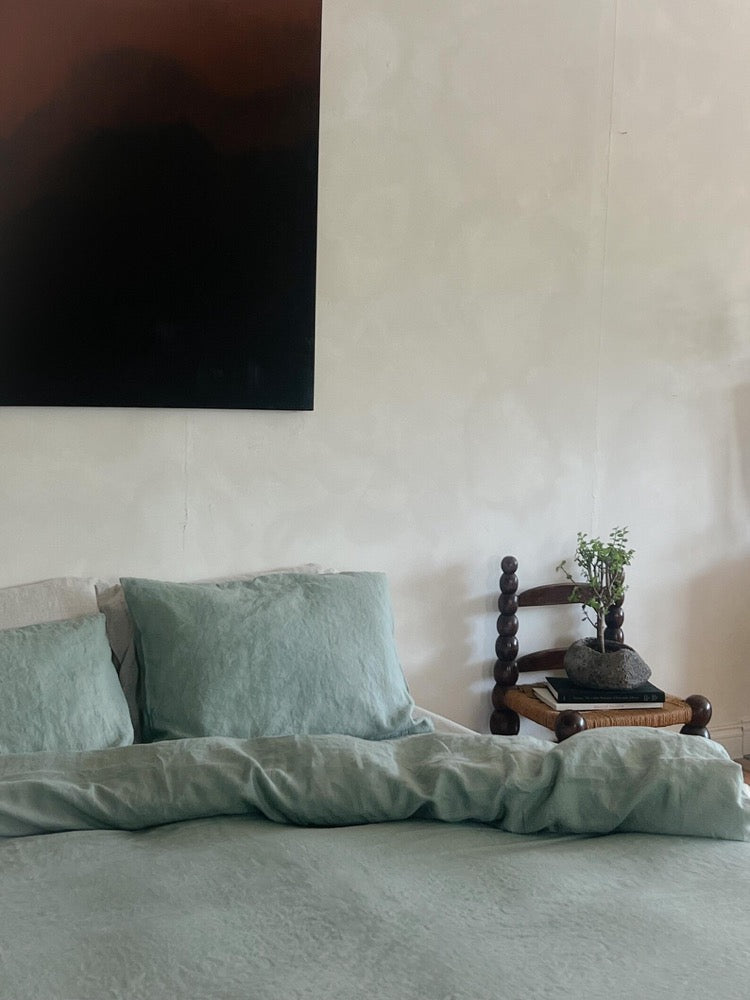 Sage Linen Duvet Cover Set: European Flax Bedding, 180 GSM